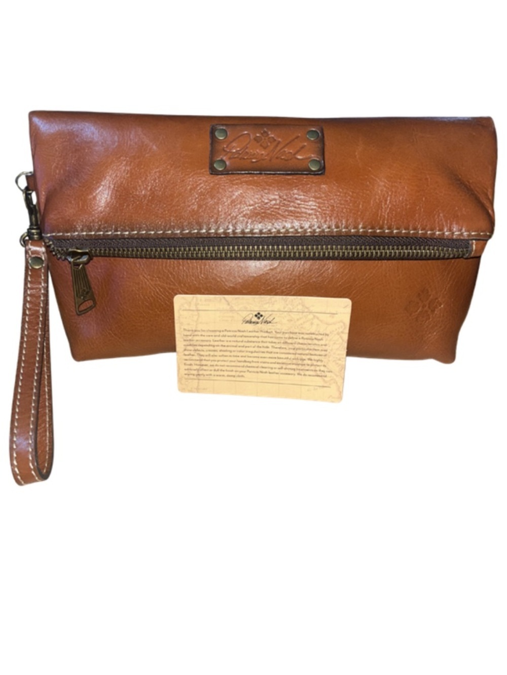 Patricia Nash Valerie Foldover Clutch Wristlet - Tan Italian Leather